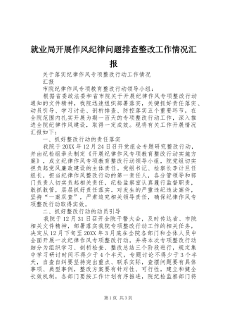 就业局开展作风纪律问题排查整改工作情况汇报