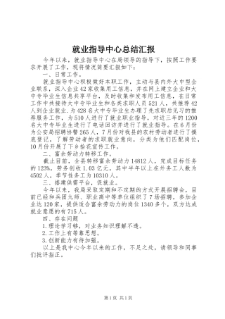 就业指导中心总结汇报