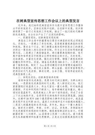 在树典型宣传思想工作会议上的典型讲话