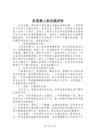 在思想上的自我评价