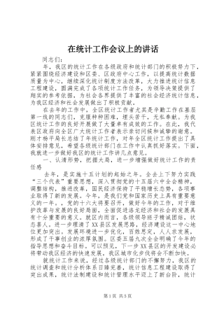 在统计工作会议上的致辞