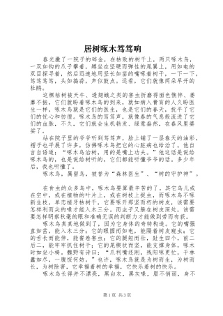 居树啄木笃笃响