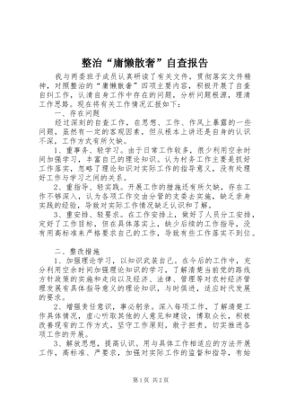 整治庸懒散奢自查报告