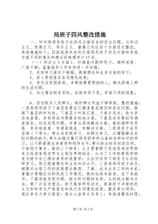 局班子四风整改措施
