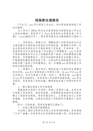 局保密自查报告