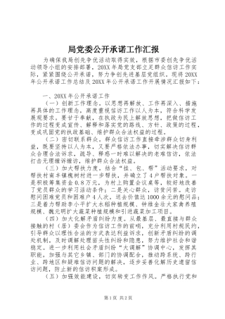 局党委公开承诺工作汇报