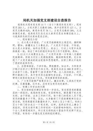 局机关加强党支部建设自查报告