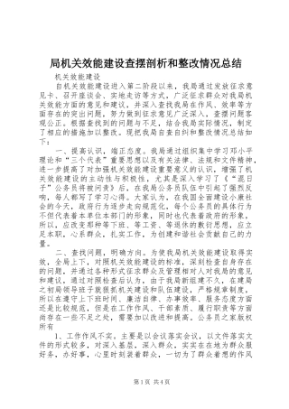 局机关效能建设查摆剖析和整改情况总结