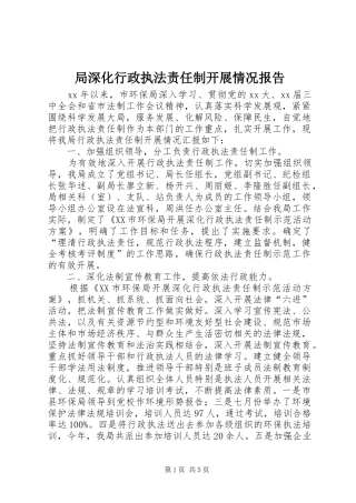 局深化行政执法责任制开展情况报告