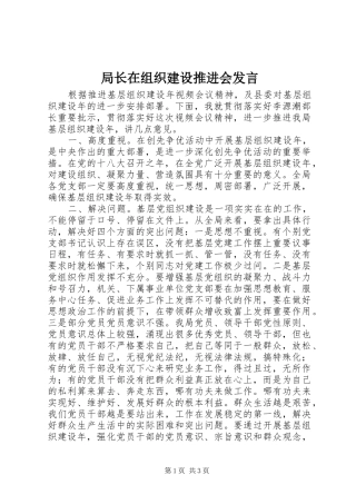 局长在组织建设推进会讲话