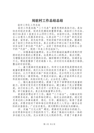 局驻村工作总结总结