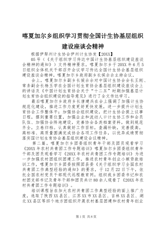 喀夏加尔乡组织学习贯彻全国计生协基层组织建设座谈会精神