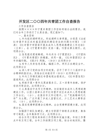 开发区二四年共青团工作自查报告