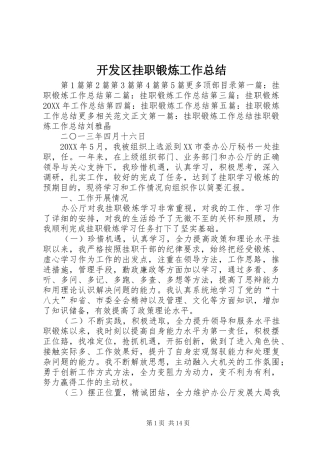 开发区挂职锻炼工作总结