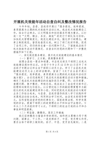 开展机关效能年活动自查自纠及整改情况报告