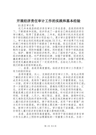 开展经济责任审计工作的实践和基本经验
