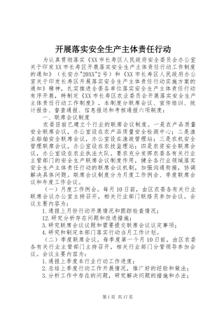 开展落实安全生产主体责任行动