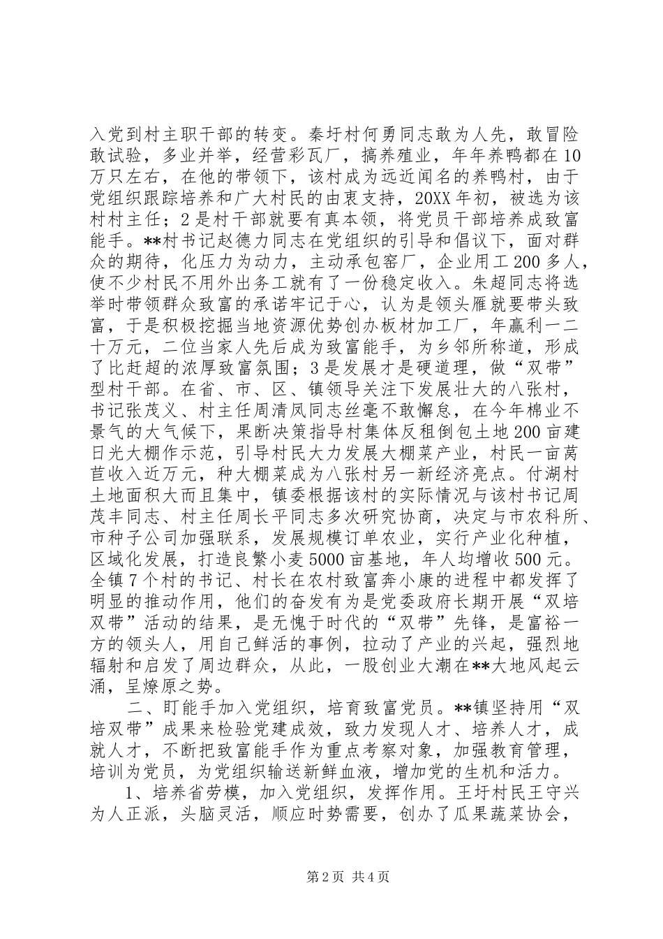 开展双培双带先锋工程协调经济发展经验材料_第2页