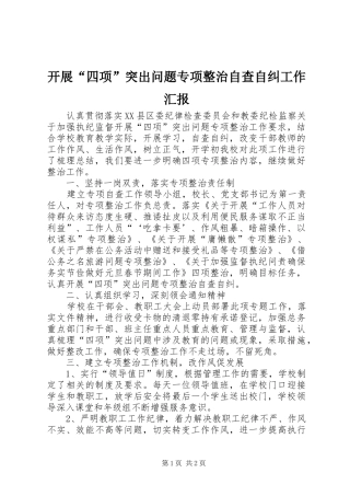 开展四项突出问题专项整治自查自纠工作汇报