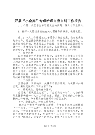 开展小金库专项治理自查自纠工作报告