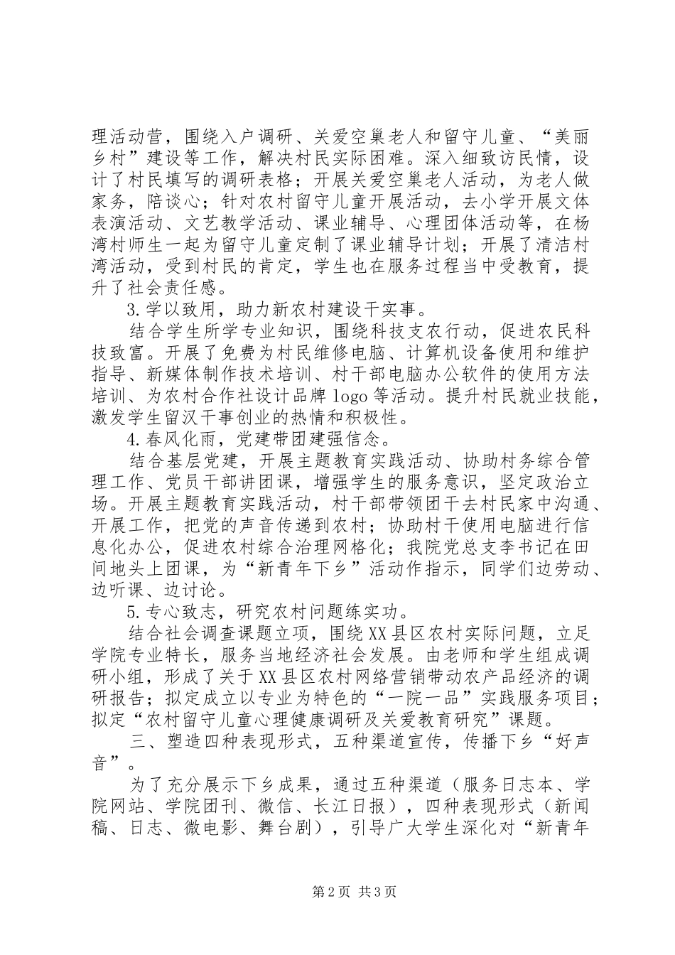开展新青年下乡活动特色总结_第2页