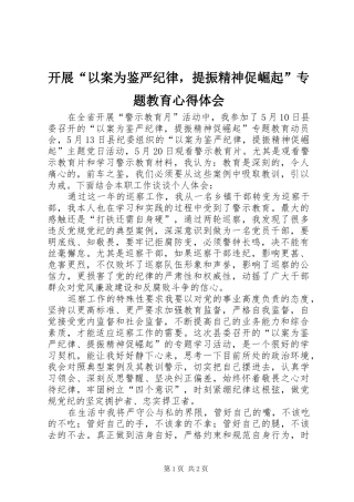 开展以案为鉴严纪律，提振精神促崛起专题教育心得体会