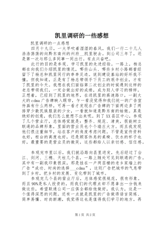 凯里调研的一些感想