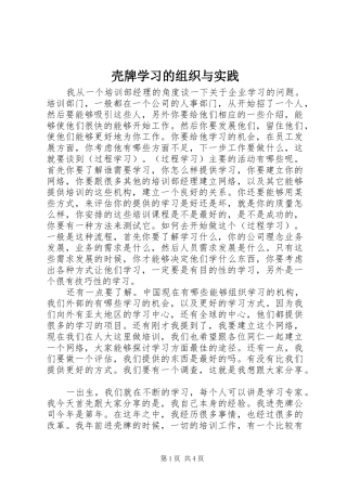壳牌学习的组织与实践