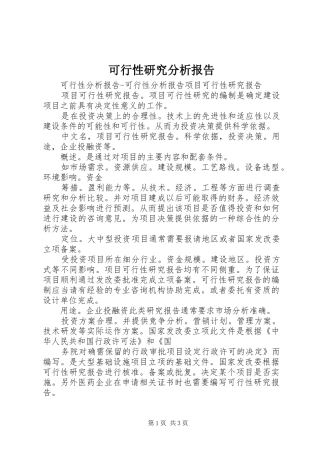 可行性研究分析报告
