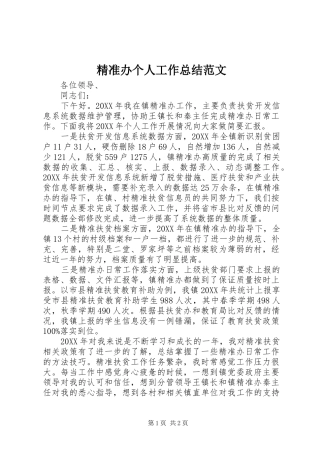 精准办个人工作总结范文