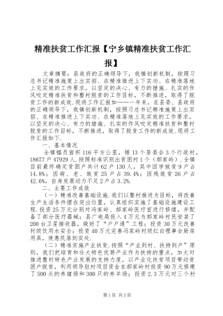 精准扶贫工作汇报宁乡镇精准扶贫工作汇报