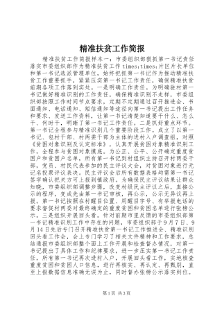 精准扶贫工作简报