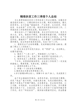 精准扶贫工作三季度个人总结