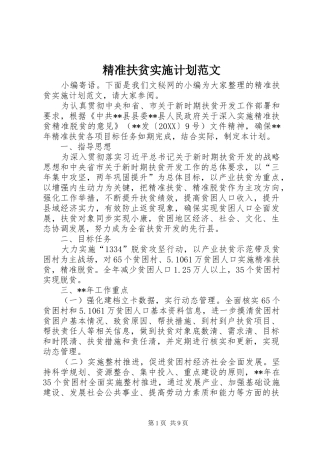 精准扶贫实施计划范文