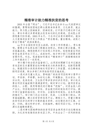 精准审计助力精准扶贫的思考