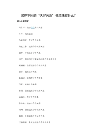 伙伴关系名称不同的含义