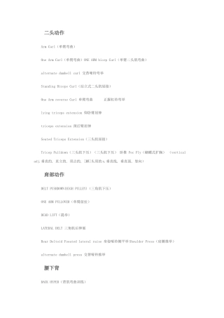 健身房常用英语