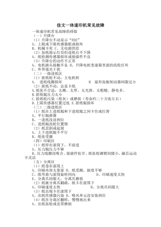 佳文一体速印机常见故障