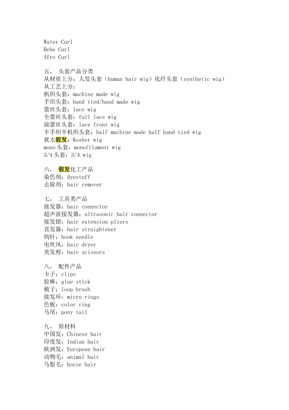 假发英文词汇_第2页