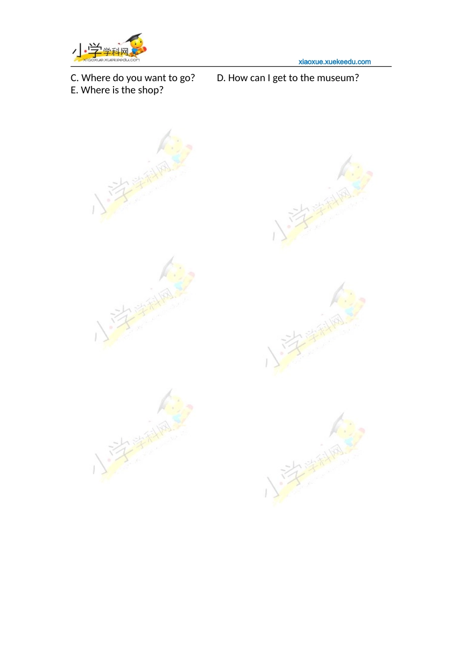 六年级上英语单元测试题-Unit1-人教PEP(2014秋-无答案)【小学学科网】_第3页
