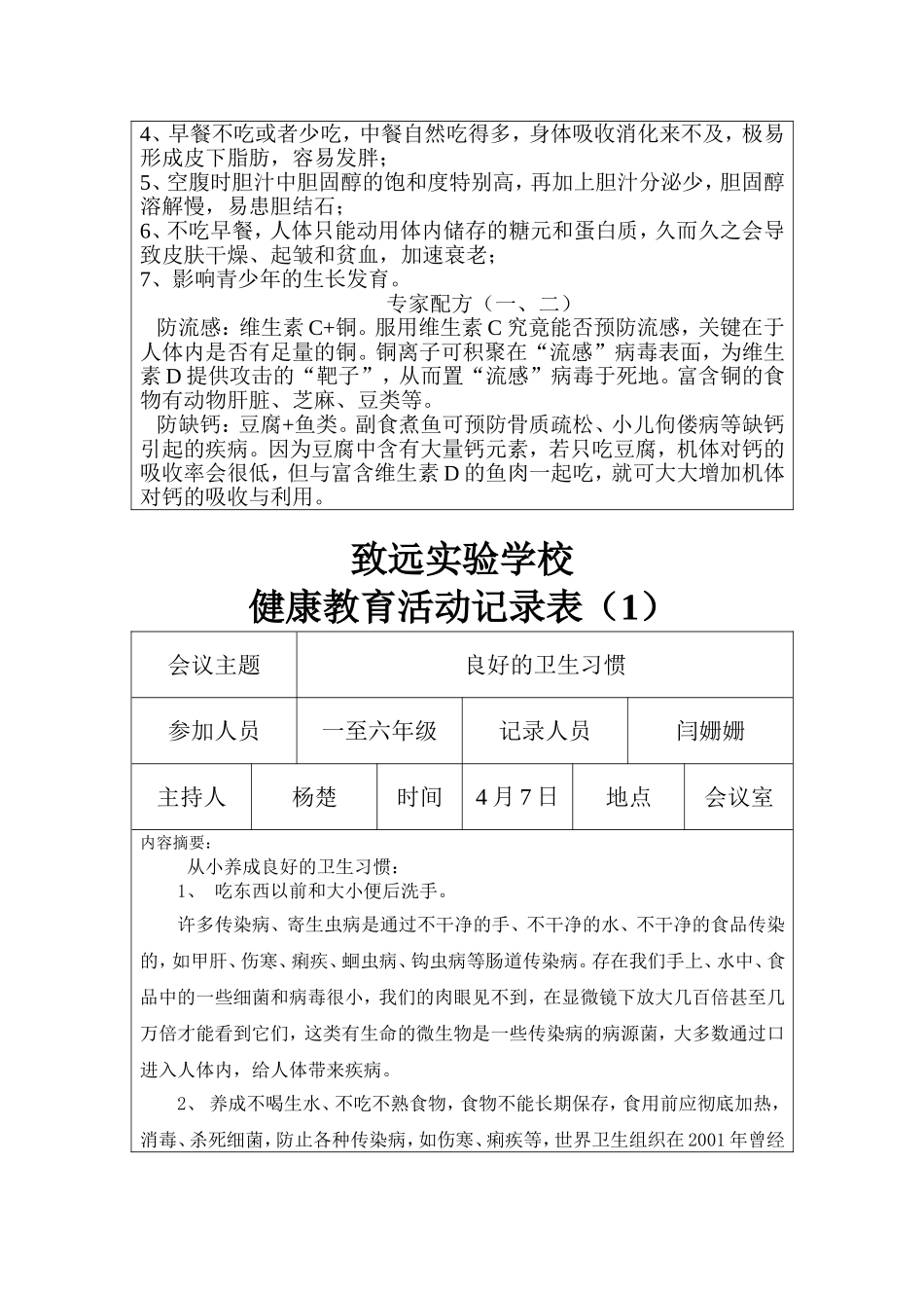 健康教育活动记录表闫姗姗_第2页