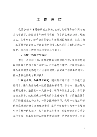 借调期间工作总结