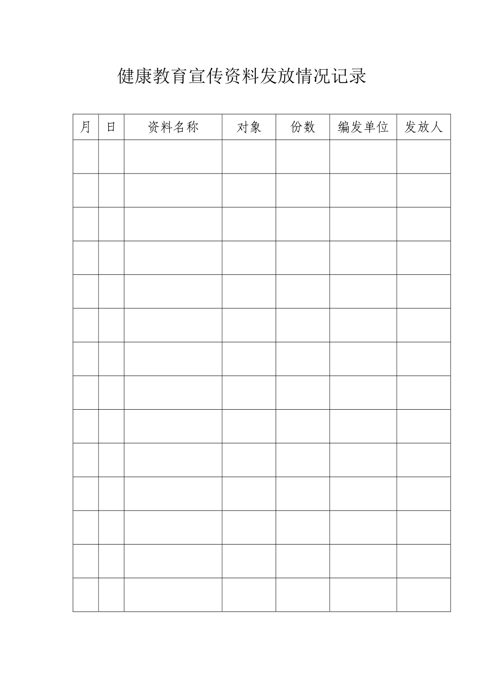 健康教育宣传资料发放情况记录_第1页