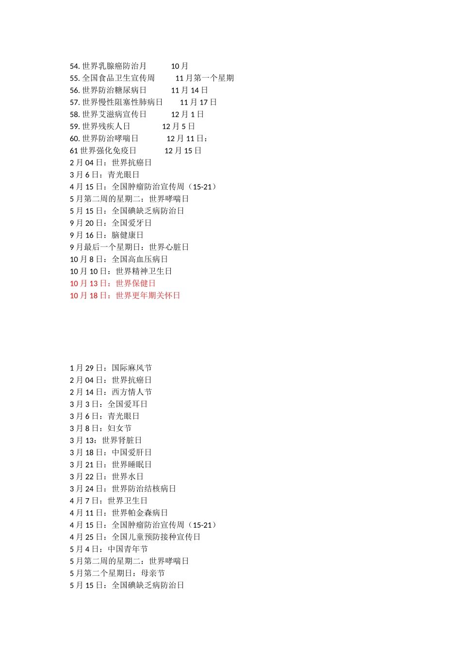 健康节日一览表_第2页
