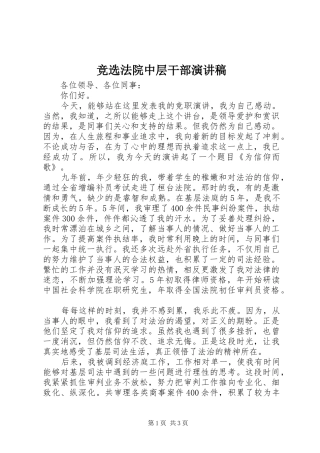竞选法院中层干部演讲稿