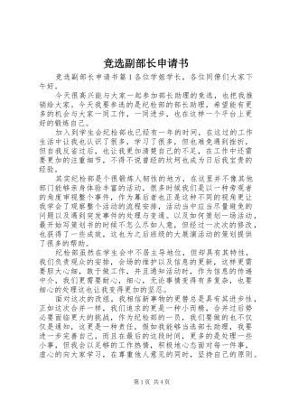 竞选副部长申请书
