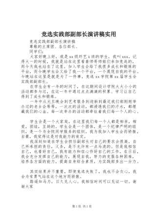 竞选实践部副部长演讲稿实用