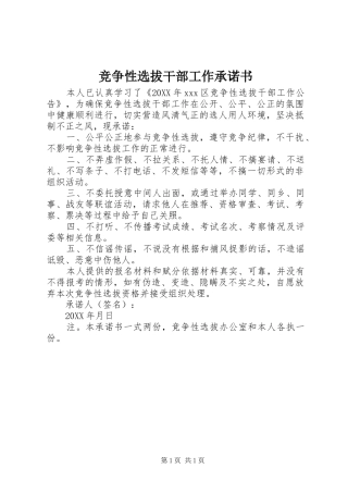 竞争性选拔干部工作承诺书