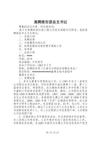 竟聘报告团总支书记