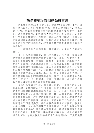 敬老模范乡镇创建先进事迹